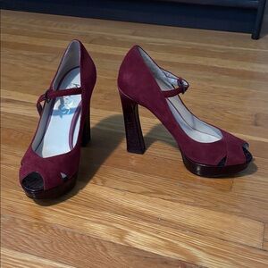 Michael Kors Dark Red Peep-Toe Heels